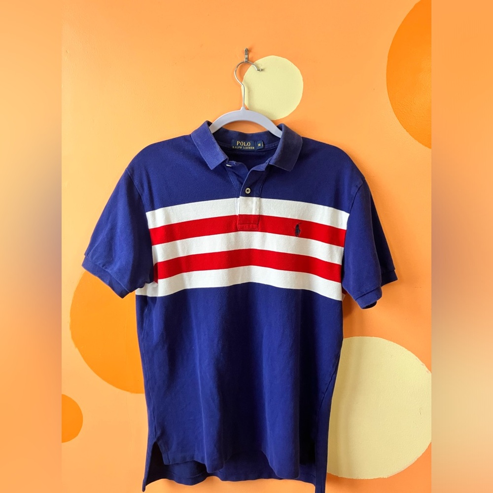 Men’s Polo by Ralph Lauren Blue Red White Stripes Sematary
